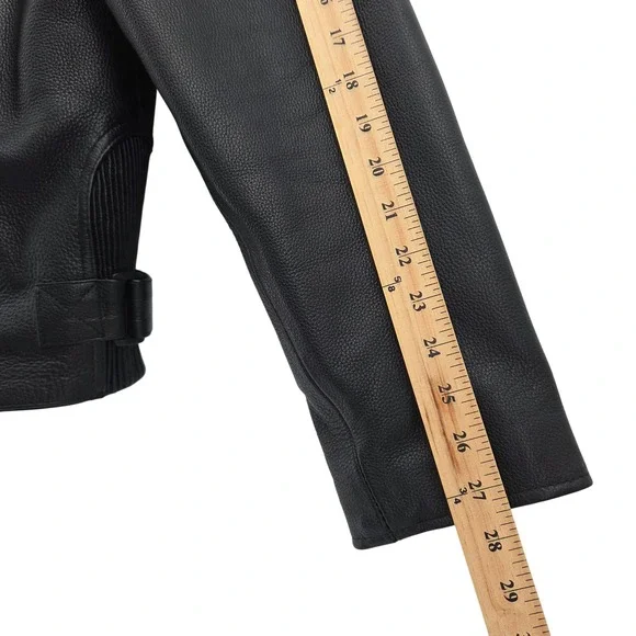 Wilsons Leather Mens XL Black Leather Biker Cafe Racer Moto Jacket - Picture 9 of 10